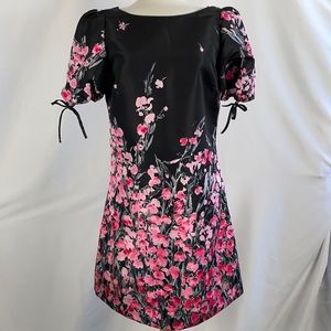 Valentino Dress Pink Black Floral Red Valentino Size Medium